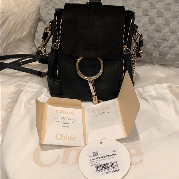 chloe black mini faye backpack
